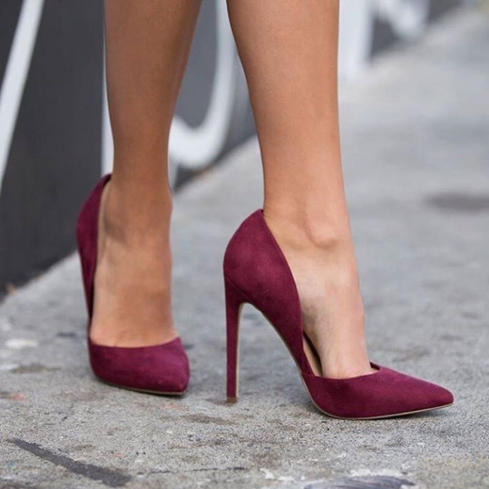 Velvet burgundy heels