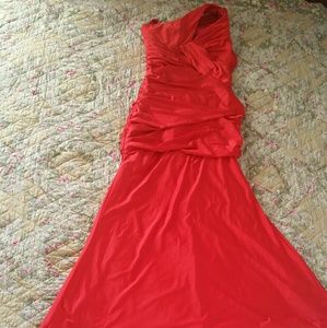 Red Mermaid One Shoulder Evening Gown