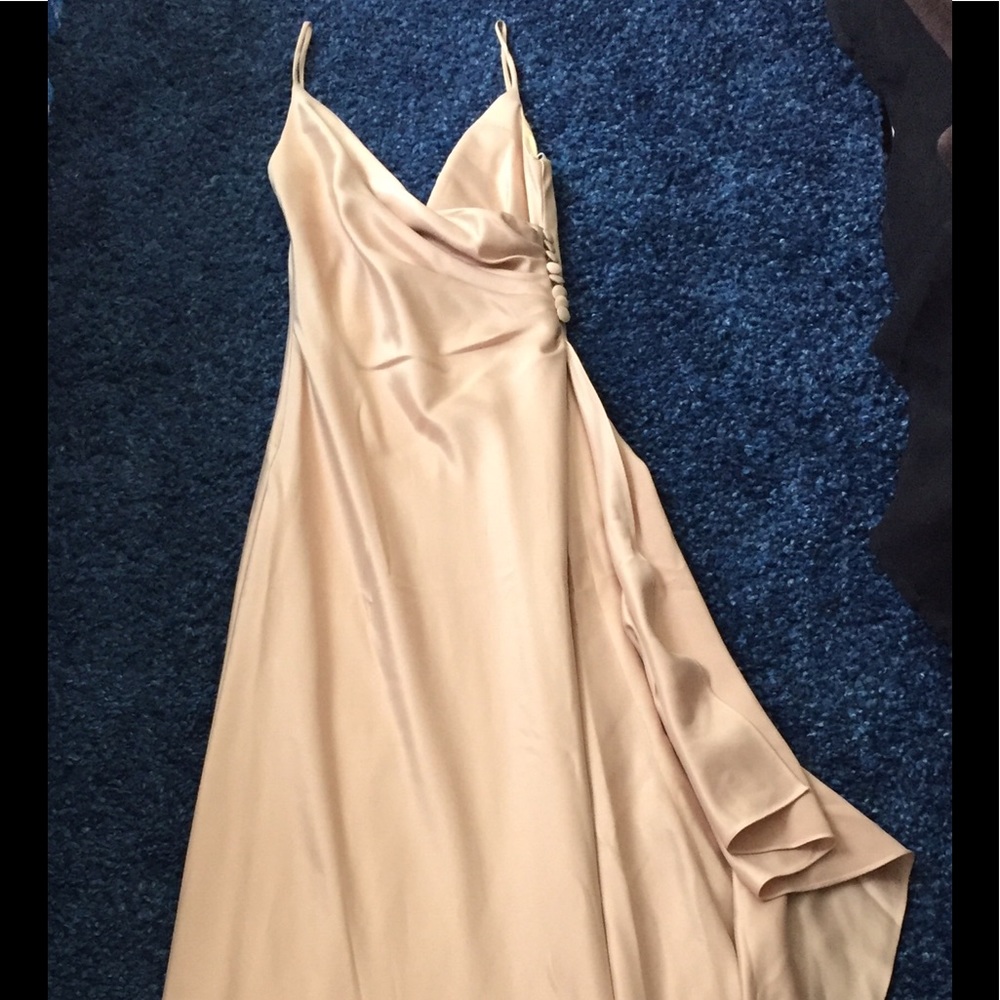 Gold v-neck floor-length gown - size Small