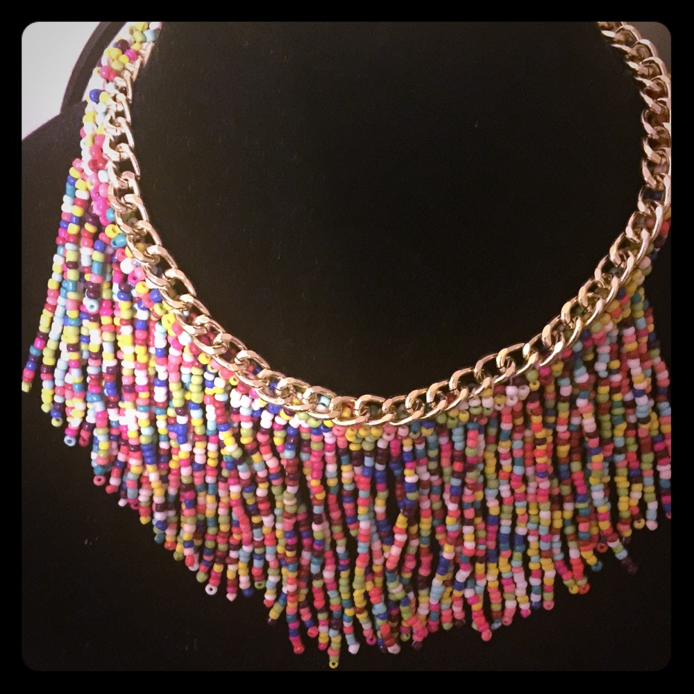 Colorful beaded necklace  Length is adjustable .