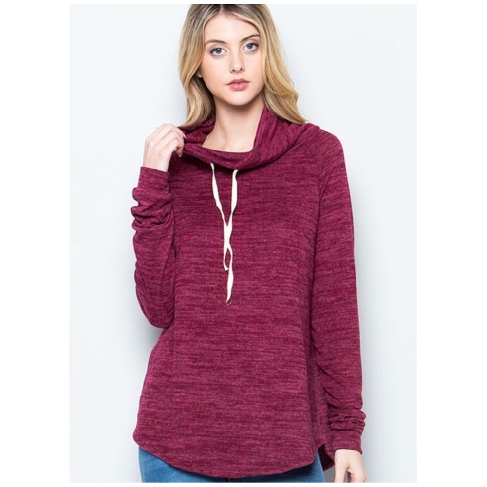 Cowl Neck Long Sleeve Sweater - Picture 1 of 5