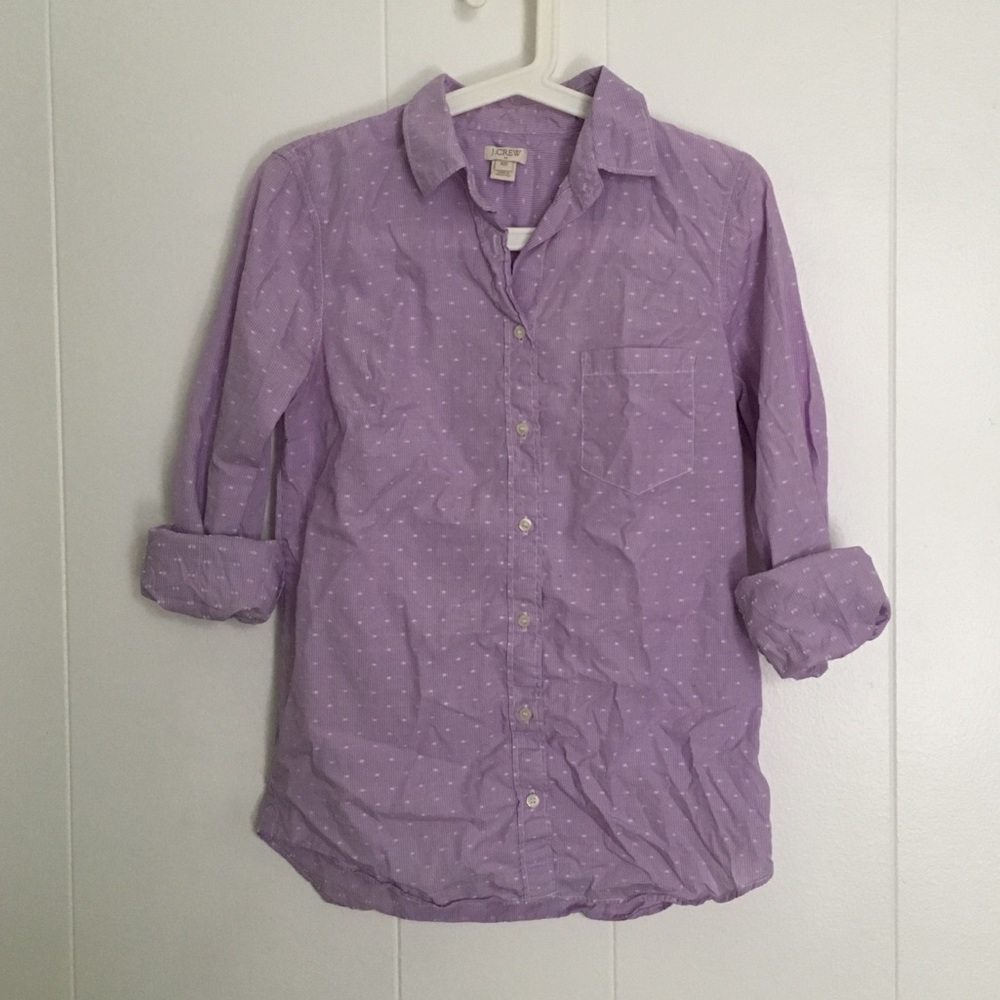 JCrew purple polka dot button up