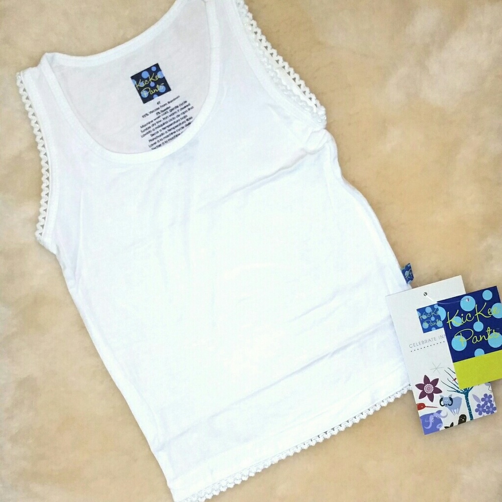 Kickee Pants Scalloped Edge Tank - Natural White