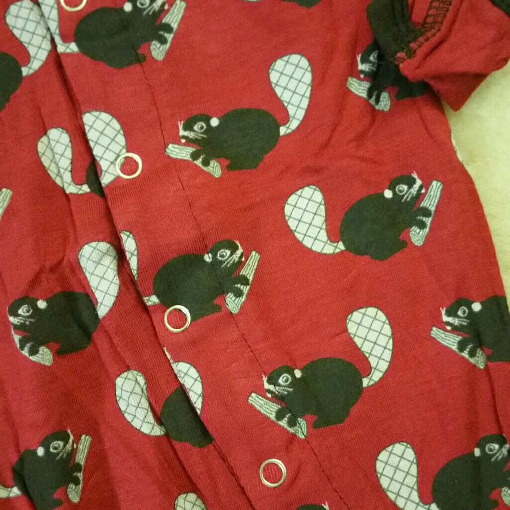 Kickee Pants Footie - Limited Crimson Busy Bever
