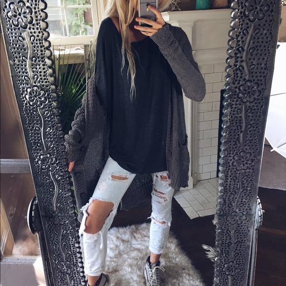 Tops - Lola Charcoal Grey Silky Tee