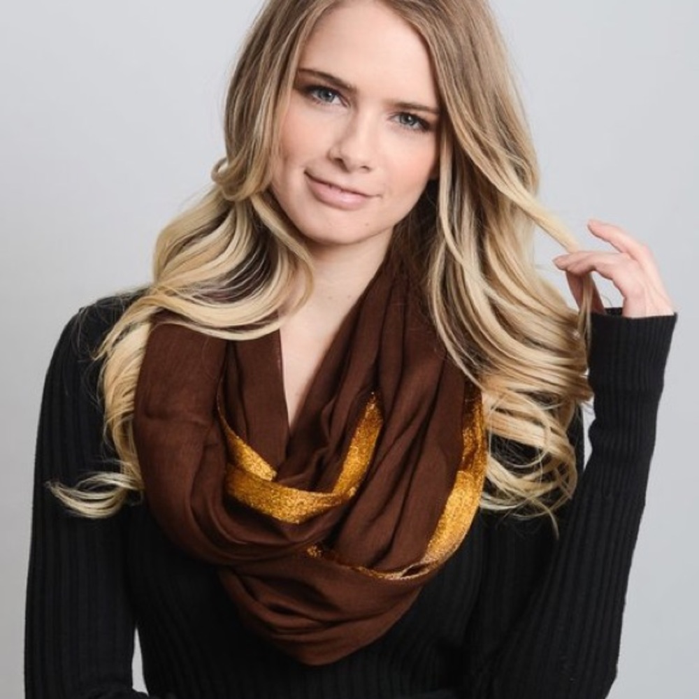 🆕BROWN Metallic Infinity Scarves
