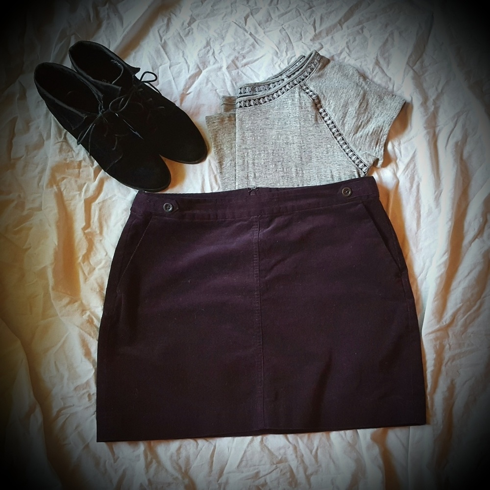 Banana Republic Purple Corduroy Mini Skirt