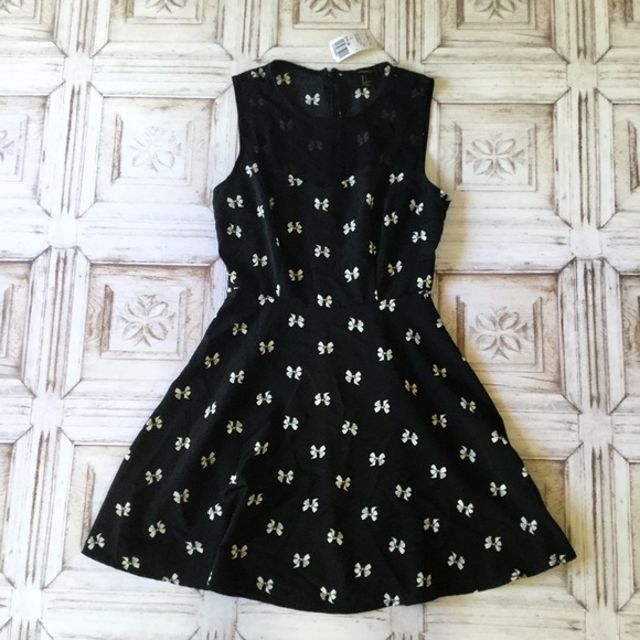 Forever 21 Bow and Mesh Black Dress, NWT - Picture 1 of 7
