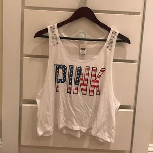 Pink brand tank top.