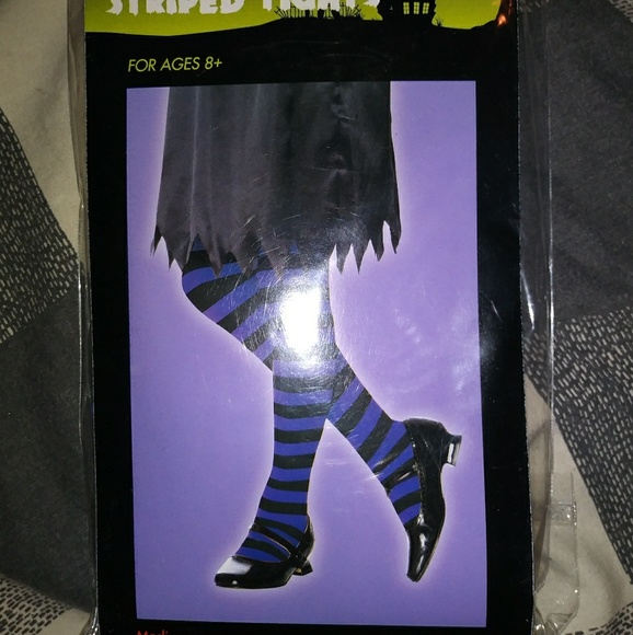 Kids Purple Striped Tights Halloween Accessory  - Picture 3 of 3