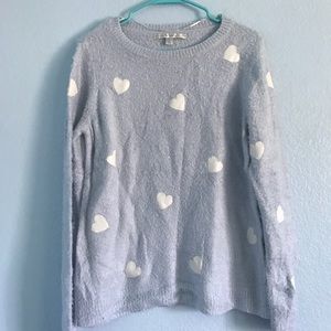 LAUREN CONRAD Fuzzy Heart Long-Sleeved Sweatshirt
