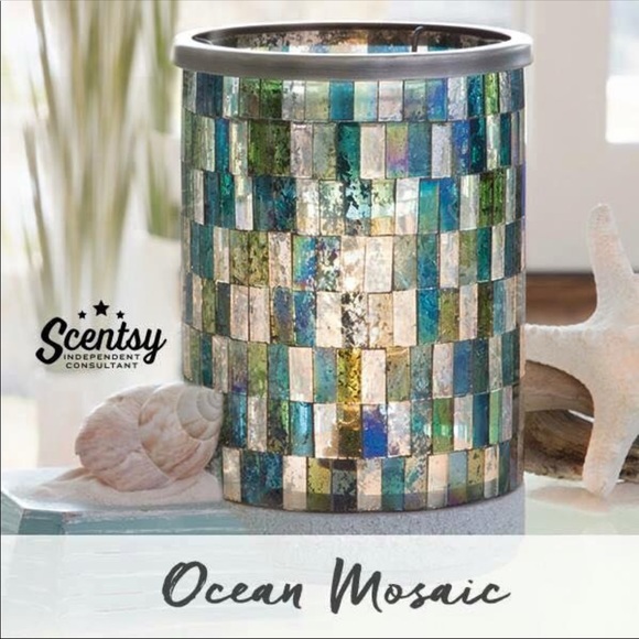 Scentsy ocean mosaic candle wax warmer sea glass - Picture 2 of 4