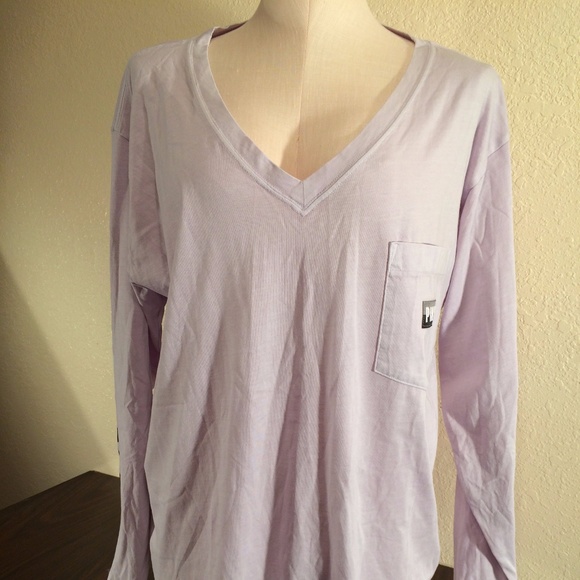 PINK Victoria's Secret Tops - Victoria's Secret PINK Purple Pocket T-Shirt