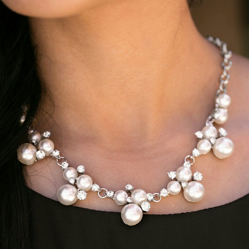 Pearl and rhinestone necklace