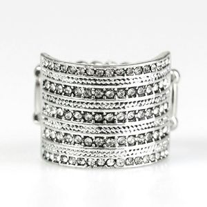 Crystal rhinestone and silver stretch ring