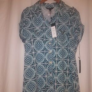 NEW BCBG MaxAzria Sz L Moroccan Tile blouse