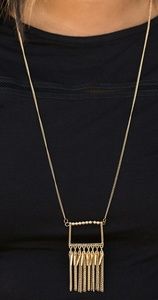 Chic and sexy gold tassel necklace w/earrings