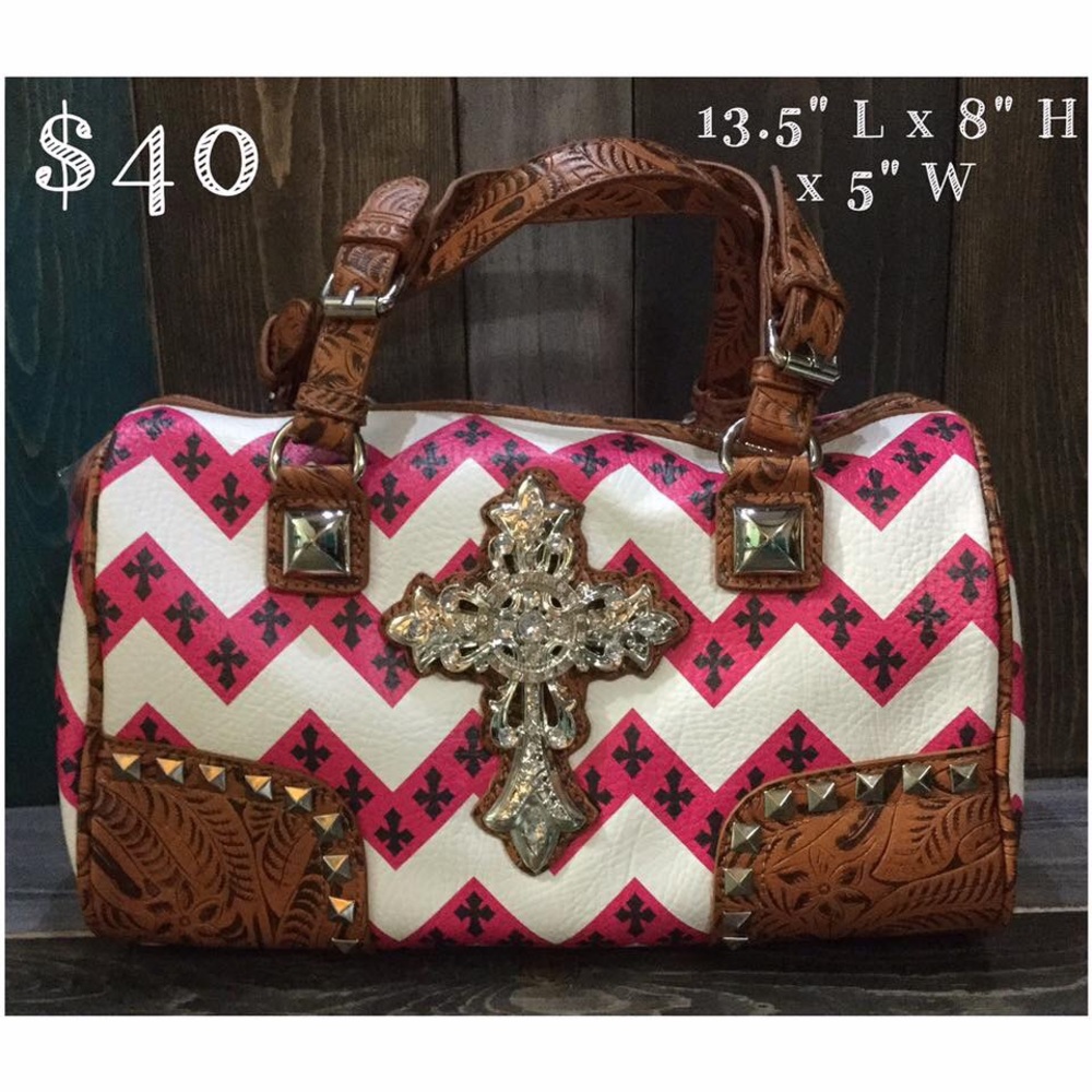 Western Chevron Barrel Bag