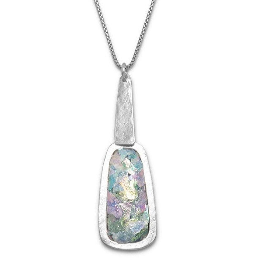 OXIDIZED TEXTURED ANCIENT ROMAN GLASS NECKLACE