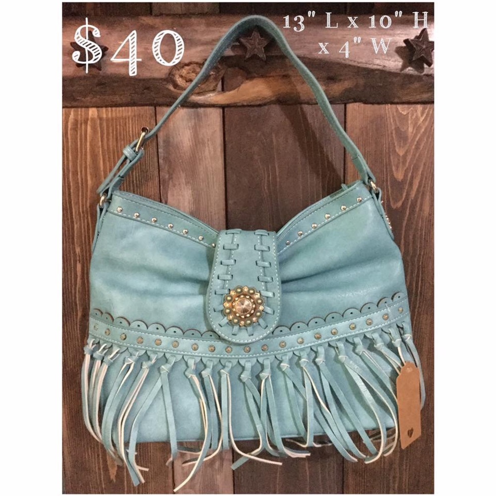 Turquoise Fringe satchel