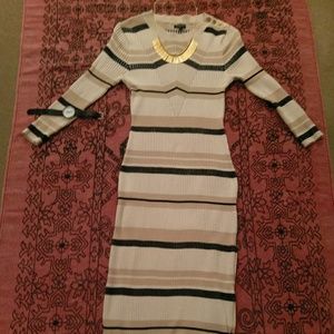 River Island Striped Sweater Midi Dress
