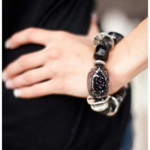 Black and silver chunky beaded bracelet