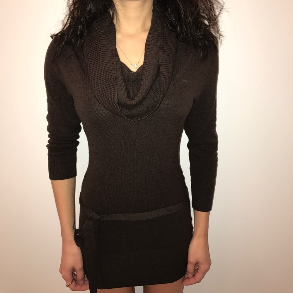Brown sweater dress
