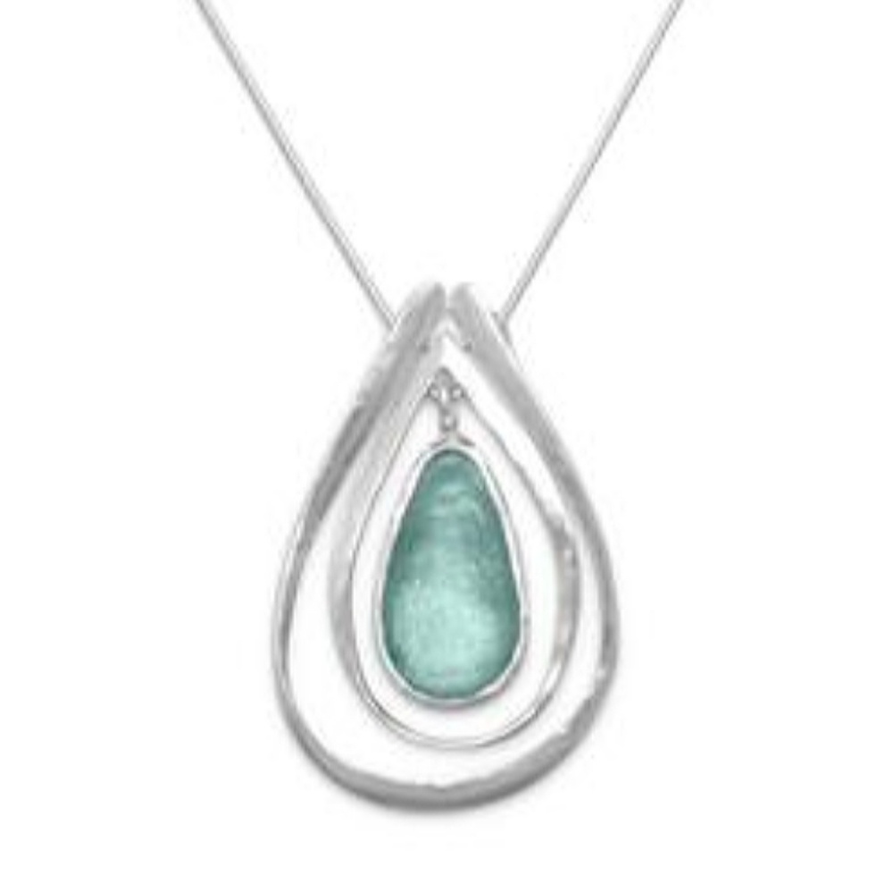 ANCIENT ROMAN GLASS CUT OUT NECKLACE PENDANT