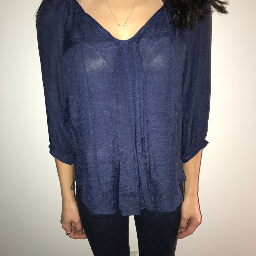Blue top with lace detail