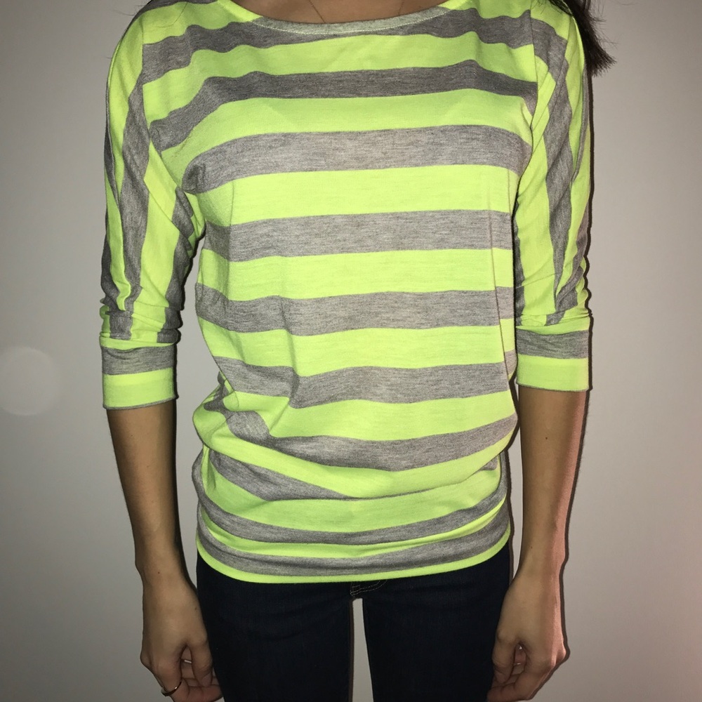 Safety green & grey striped top