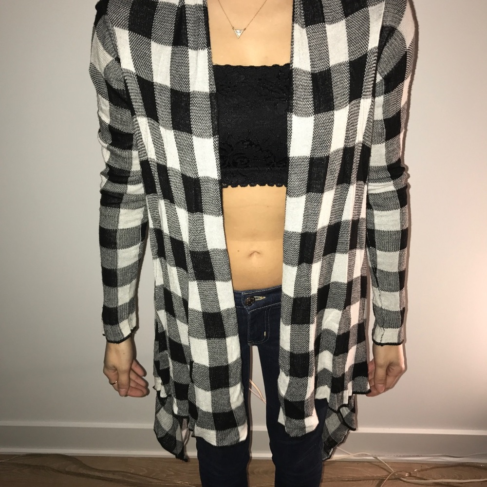 Black & White plaid cardigan