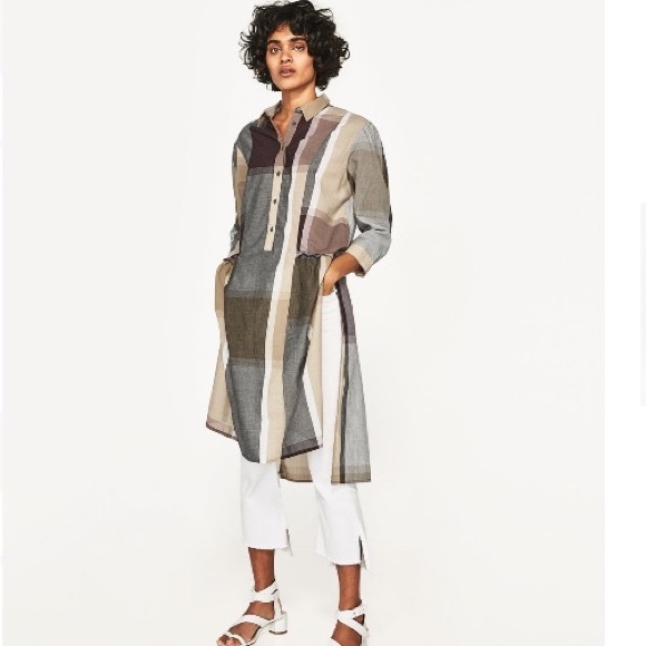 Zara Dresses & Skirts - Neutral Plaid Tunic