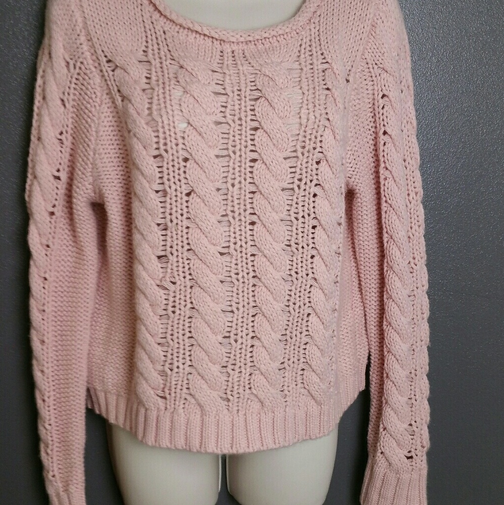 Wet Seal Pink Cable Knit See Through Sweater