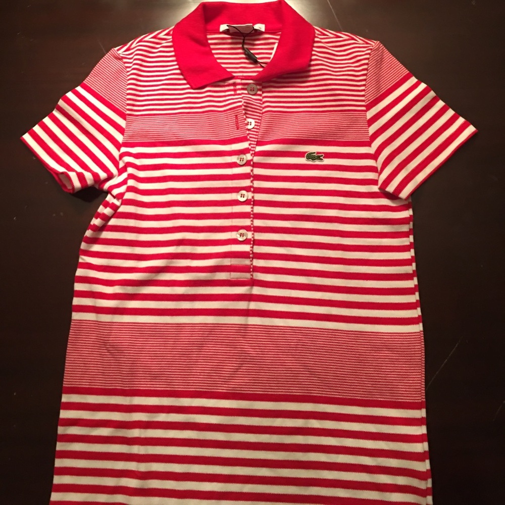 Red and white Lacoste shirt