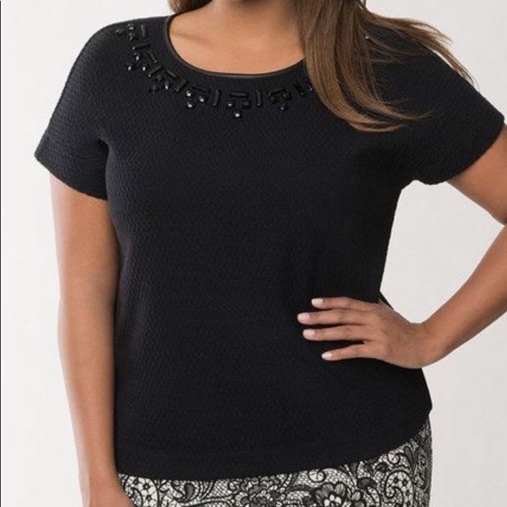 Lane Bryant ♠️ Quilted Top with Jeweled Neckline