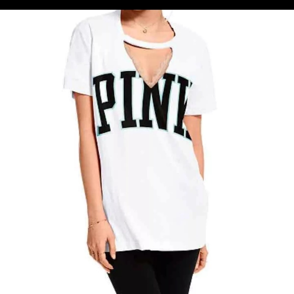 Vs pink Cut out campus Tee