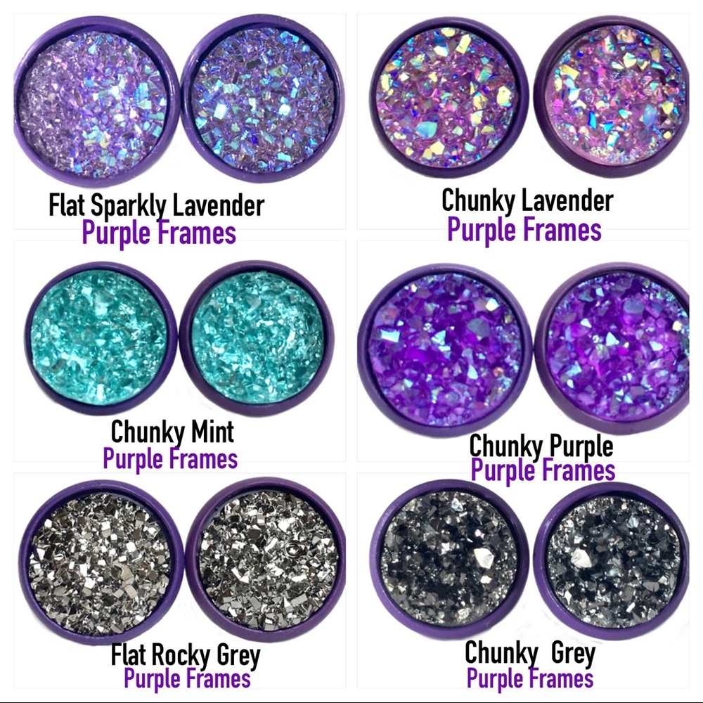 3 for 15🎀 faux druzy color frame earrings - Picture 3 of 7