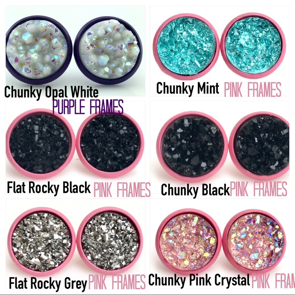 3 for 15🎀 faux druzy color frame earrings - Picture 6 of 7
