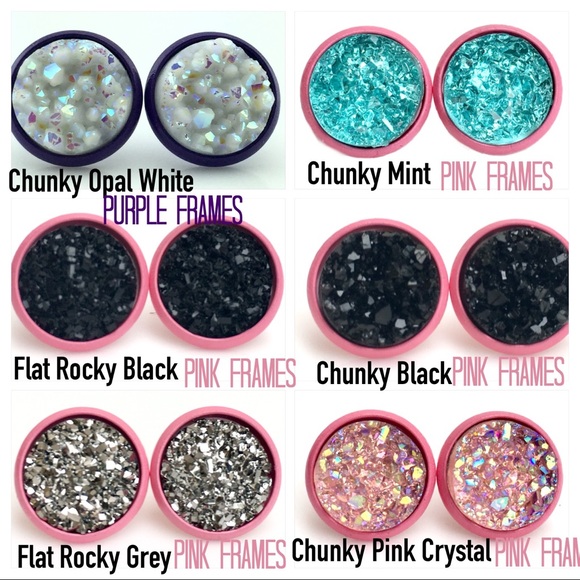 3 for 15🎀 faux druzy color frame earrings - Picture 6 of 7