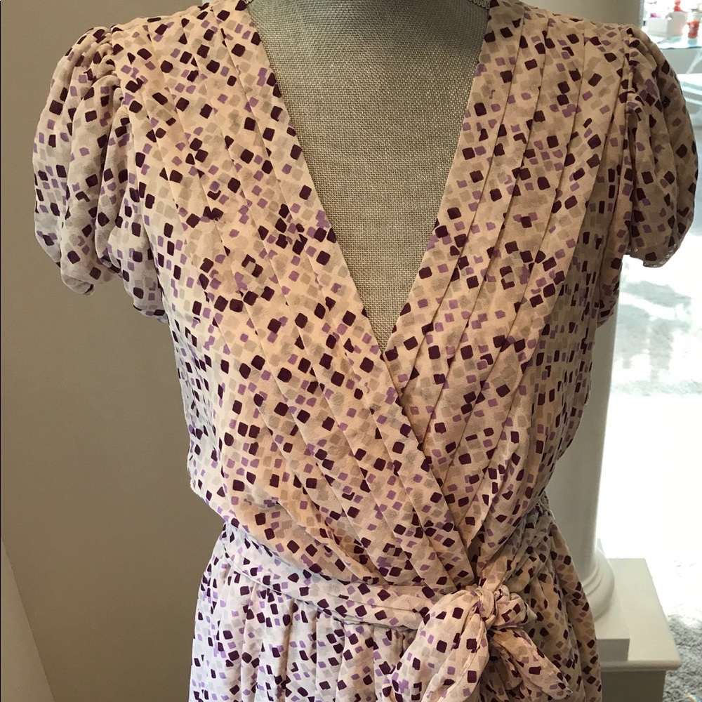 Max Studio Dress Purple Beige size large, NWT