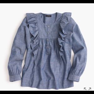 Jcrew Ruffle-front chambray top