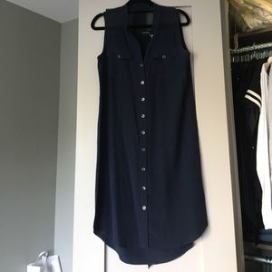 club monaco navy sz 0 silk dress w mesh detail