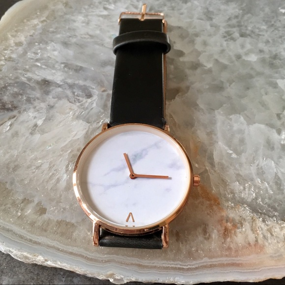 Minimalist Marble Rose Gold Luxury Leather Watch - Picture 2 of 6