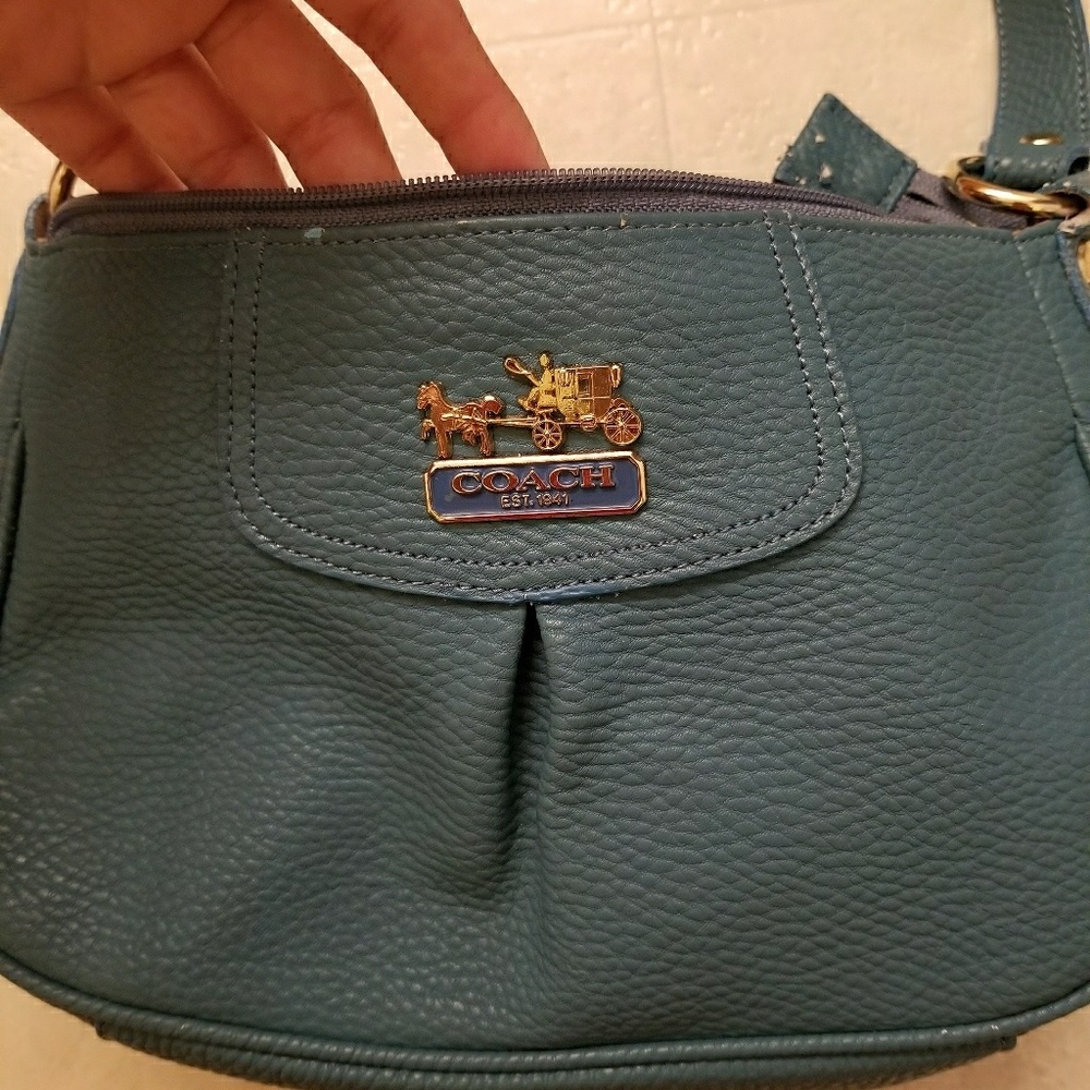 Blue leather Coach handbag