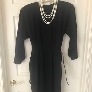 Long Sleeve 100% Wool Black Dress