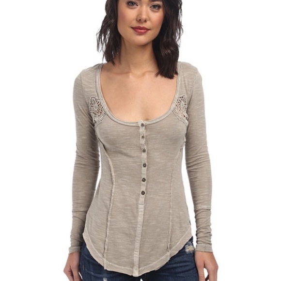 Free People Tops - ️[Free People] NWT Keepsake Slub Henley in Taupe
