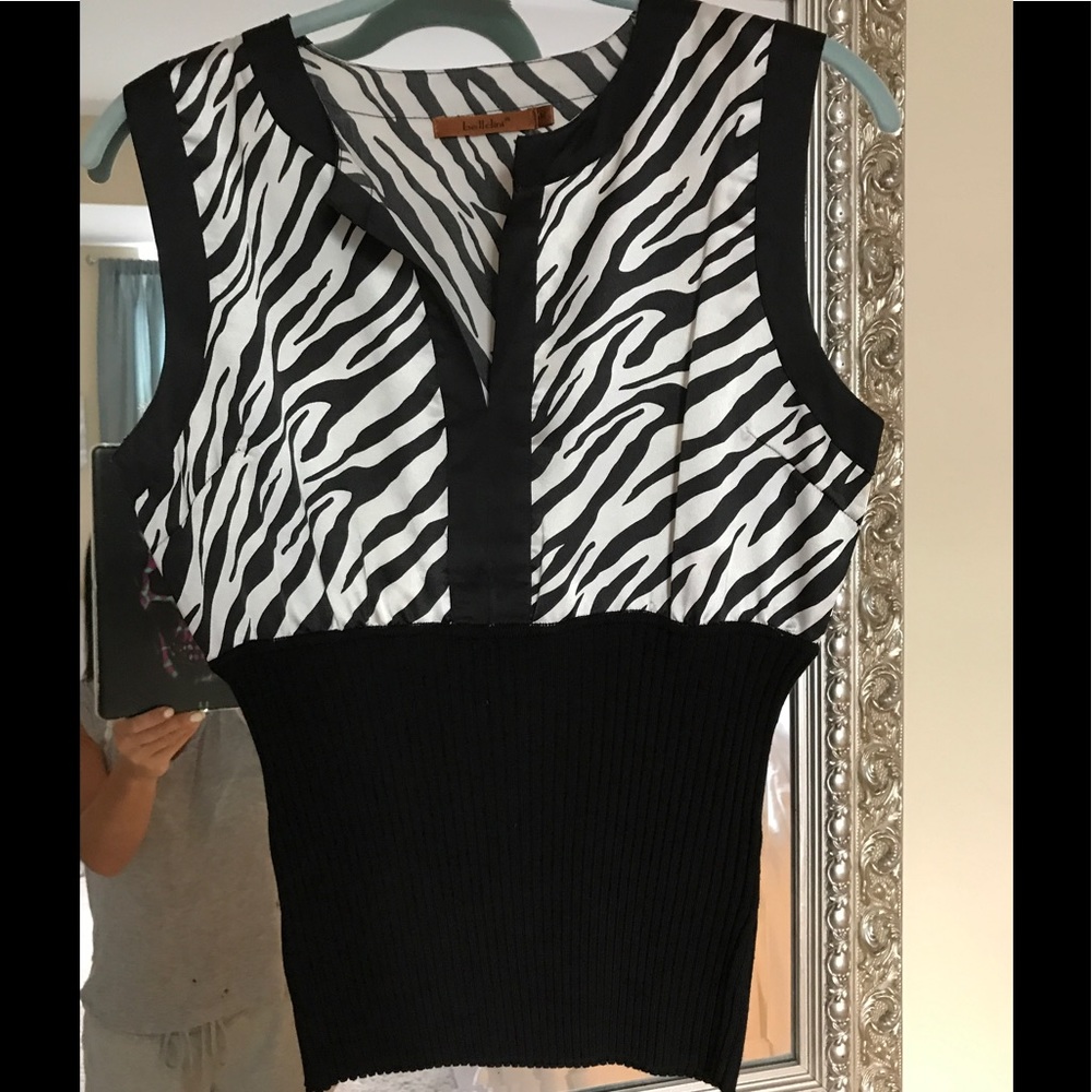 Women's satin/sweater zebra top