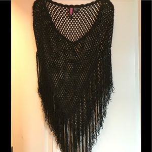 Women's silky crochet poncho