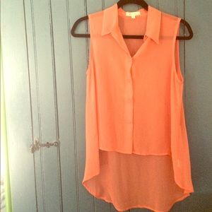 Sheer Alythea high low tank top in medium peach