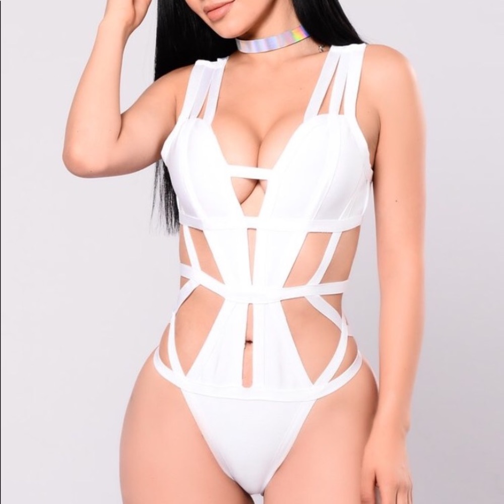 White Fashion Nova One Piece Swimsuit